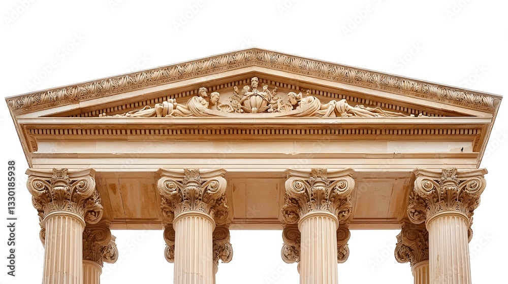 Majestic Greek Archway with Ornate Columns and Friezes on Clean White Background Majestic Greek Archway with Ornate Columns and Friezes on Clean White Background