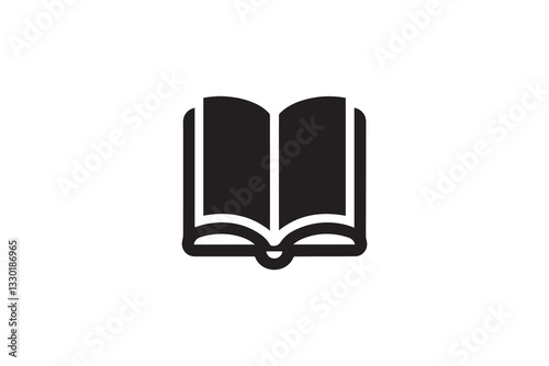 black and white color book icon vector silhouette illustration 