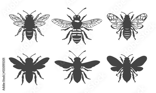 Honey bee SVG, Honeybee silhouette, Bee svg, Bee silhouettes, Flying bee silhouette, Honey bee icon, Bee vector illustration, Honey bee clipart, Honey bee vectors.
