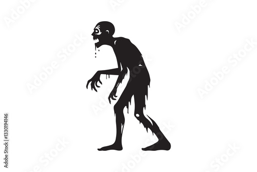 black and white color Zombie vector silhouette illustration 