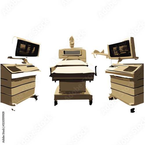 Modern Operating Room with Advanced Medical Equipment and a Patient on the Surgical Table

