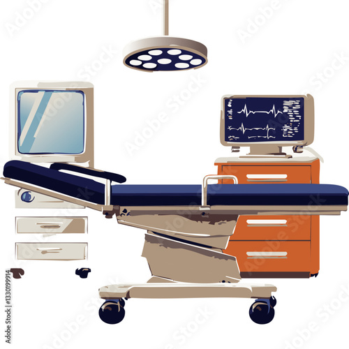 Modern Operating Room with Advanced Medical Equipment and a Patient on the Surgical Table

