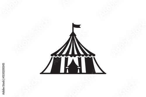 black and white color Circus tend vector silhouette illustration 