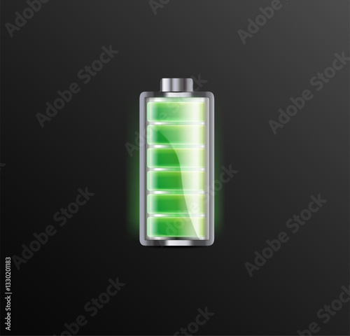 Vector set of battery charge indicators with low and high energy levels isolated on background
