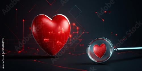 Heart in a magnifying glass for medical research and technology