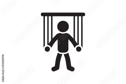 black and white color puppet icon vector silhouette illustration 