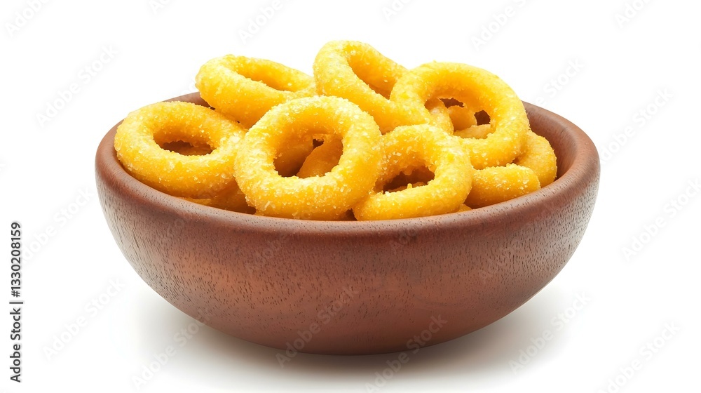 Bowl with corn rings isolated on white Bowl with corn rings isolated on white