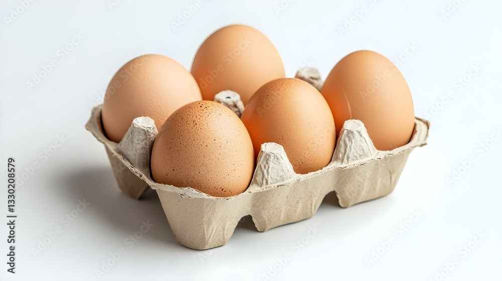 Cardboard egg box with chicken eggs on white Cardboard egg box with chicken eggs on white