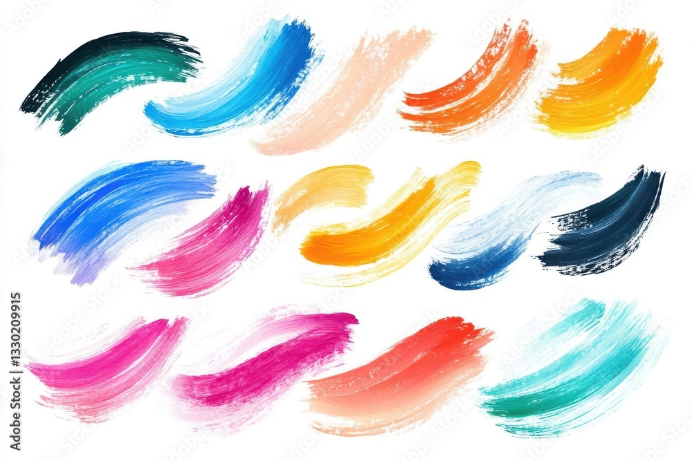 Fototapeta premium Vibrant colorful paint strokes on white background