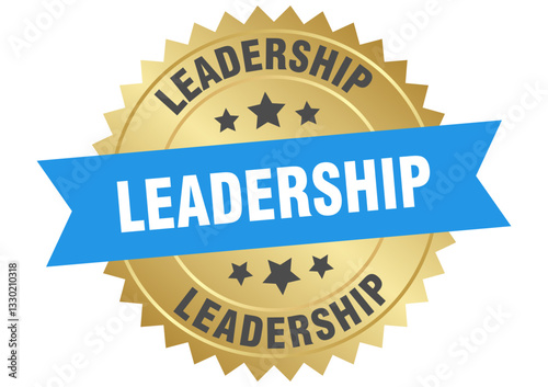 leadership. leadership round blue and gold label isolated on transparent background