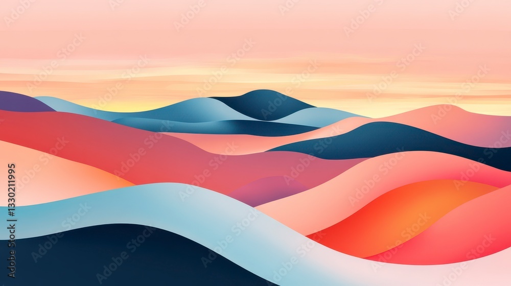 Abstract Pastel Landscape Serene Sunset Hills Abstract Pastel Landscape Serene Sunset Hills
