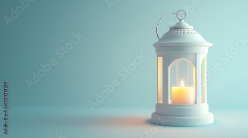 White lantern with candle light photo