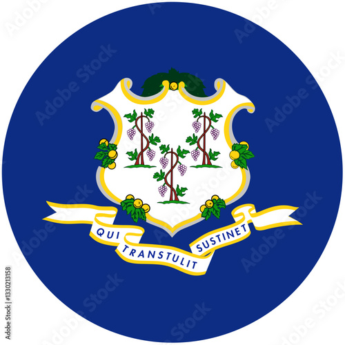 The Connecticut State Flag Proudly Displays Its Heraldic Shield, A Symbol Of History And Heritage, In Rich Blue Tones And Crisp Details