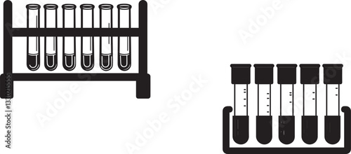 Test Tube Rack holding Multiple test tubes silhuette vector