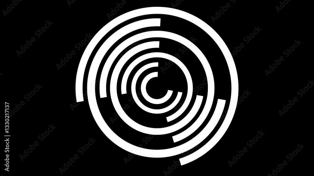 Black and white spiral animation, Glowing abstract tech motion background Black and white spiral animation, Glowing abstract tech motion background