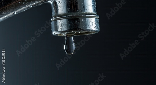 Leaking Tap with Water Droplets
