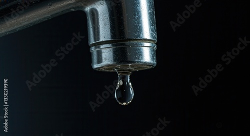 Leaking Tap with Water Droplets