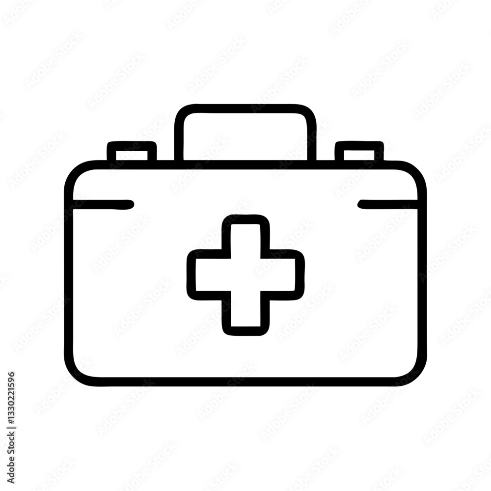 Medical kit icon in minimalist style with cross symbol Medical kit icon in minimalist style with cross symbol