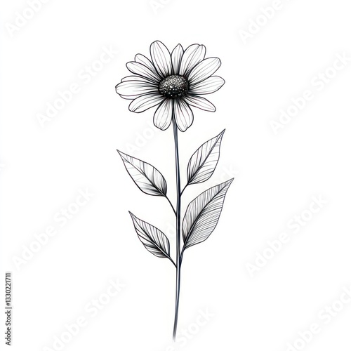 Elegant line art of a single sunflower