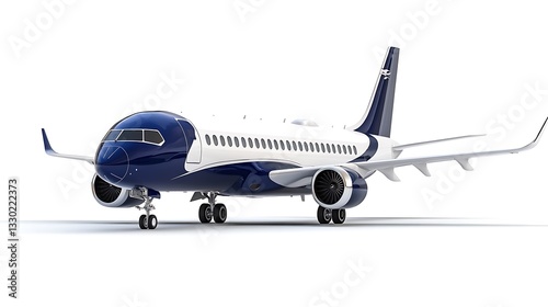 Sleek Private Jet: 3D Render of a Modern Luxury Aircraft AI Generated