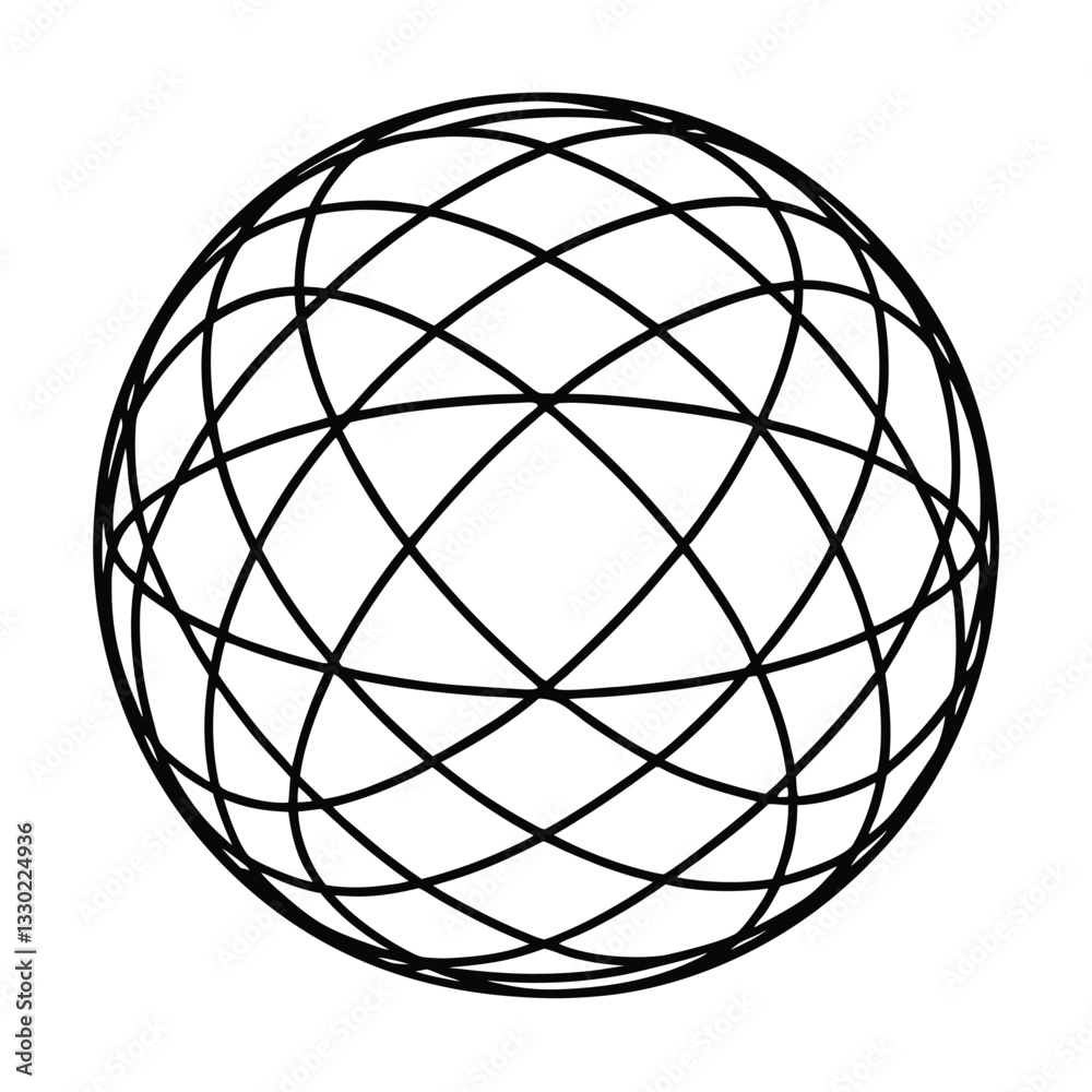 Abstract Sphere Geometric Pattern Intersecting Lines Black White Design Abstract Sphere Geometric Pattern Intersecting Lines Black White Design