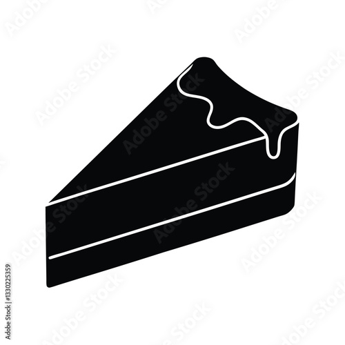 Silhouette of a Delicious Cake Slice with Drizzled Icing