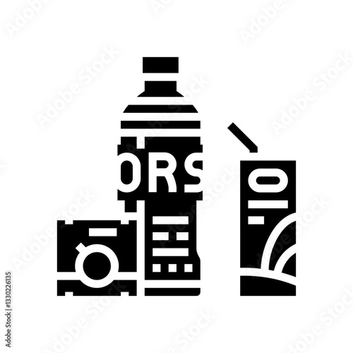 drinking oral rehydration solution glyph icon vector illustration