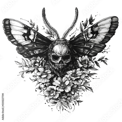 Skull Moth with Floral Wings
