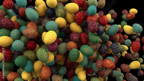 Multicolored easter egg animated transition with separate alpha channel diagonal wipe.