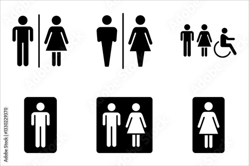 Man and woman icons set. Girls and boys restroom sign. vector illustration on white background