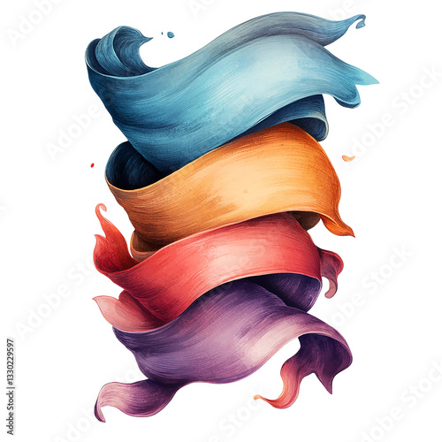 Colorful ribbons swirling in a dynamic and artistic design