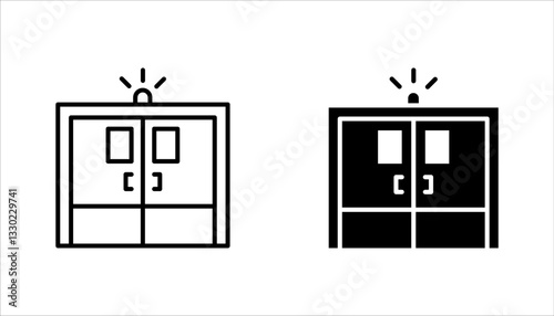 set of line icons related to ICU. Intensive Care Unit, monitors, ventilators, vector illustration on white background