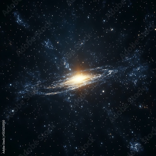 Spiral galaxy with bright core in deep space.