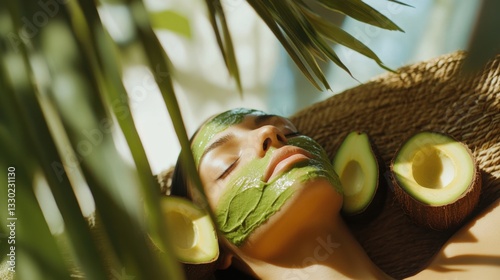 Avocado and Coconut Facial Mask in Spa Setting