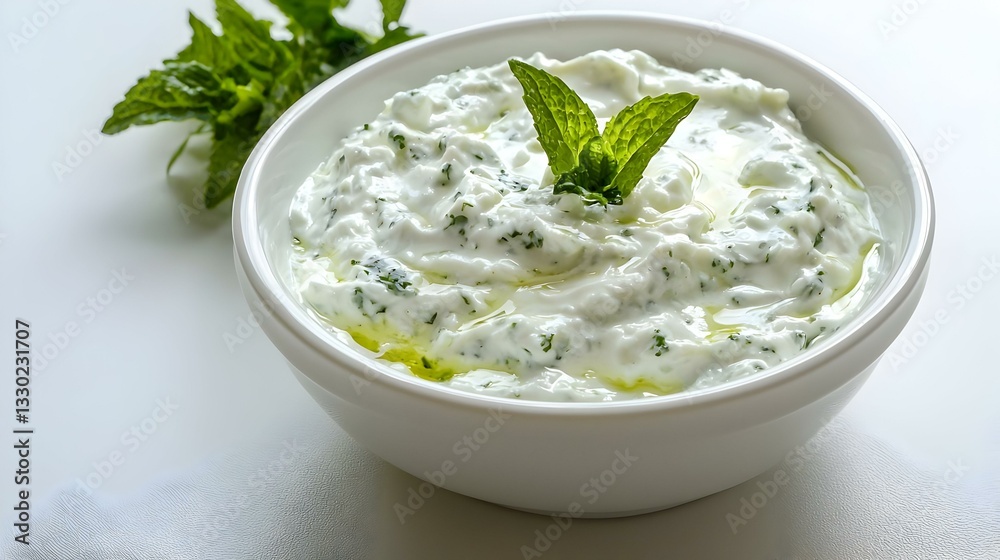 Isolated bowl of tzatziki sauce with sour cream Isolated bowl of tzatziki sauce with sour cream