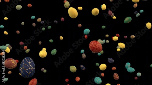 Multicolored easter egg animated transition with separate alpha channel from top than explode.