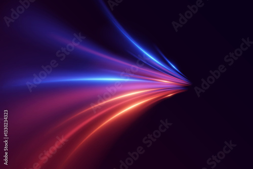 Neon light effect of swirl and speed. The magic of moving fast lines.