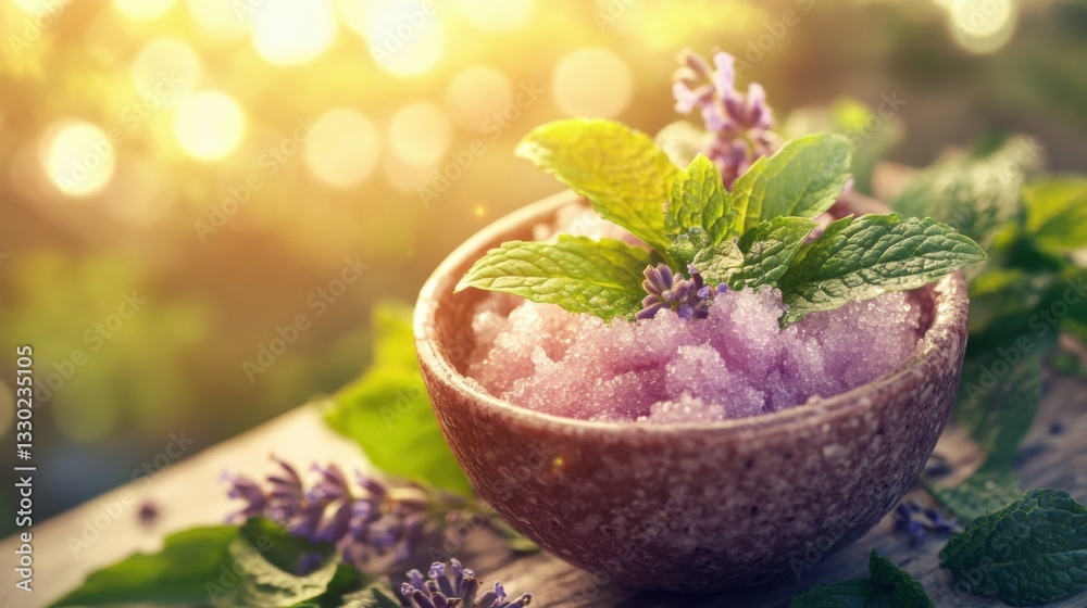 Mint Body Scrub in a Relaxing Spa Setting Mint Body Scrub in a Relaxing Spa Setting