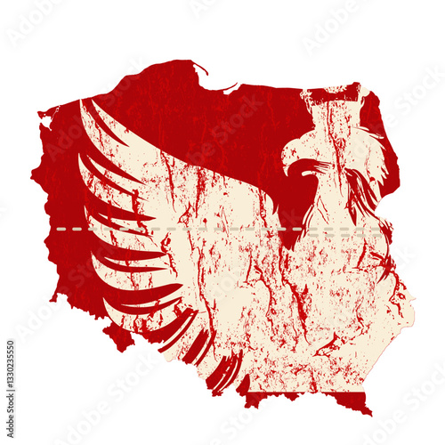 Mapa polski z wpisanym orłem