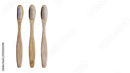 Eco-friendly bamboo toothbrushes arranged neatly on a white surface for sustainable dental care options