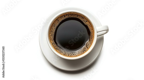 White cup of black coffee isolated on white