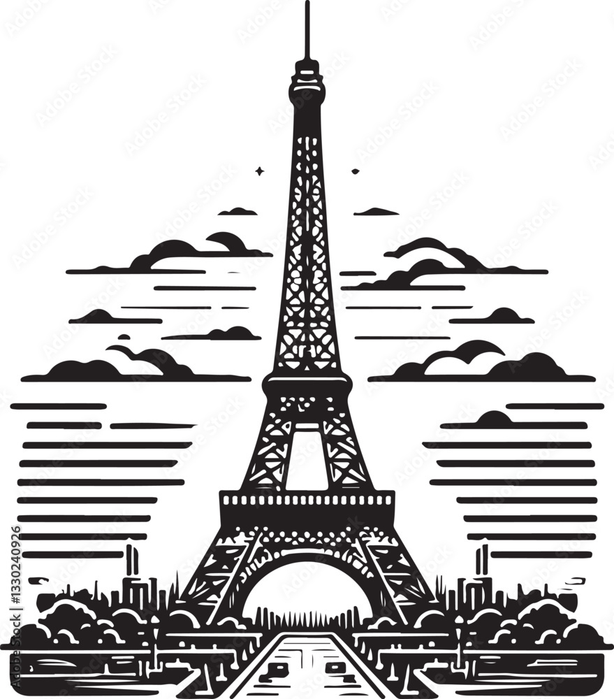 Obraz premium eiffel tower minimalist logo 