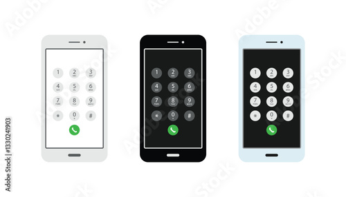 Phone call screen interface set. Accept button, reject button. Interface for incoming Call. New Call screen template.