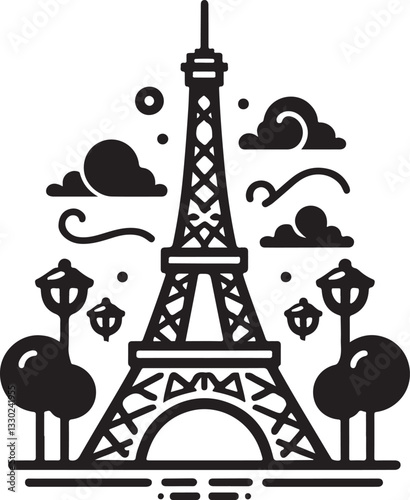 eiffel tower minimalist logo