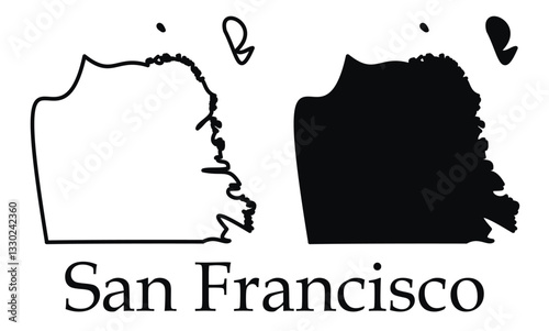 San Francisco city map with black border outline vector