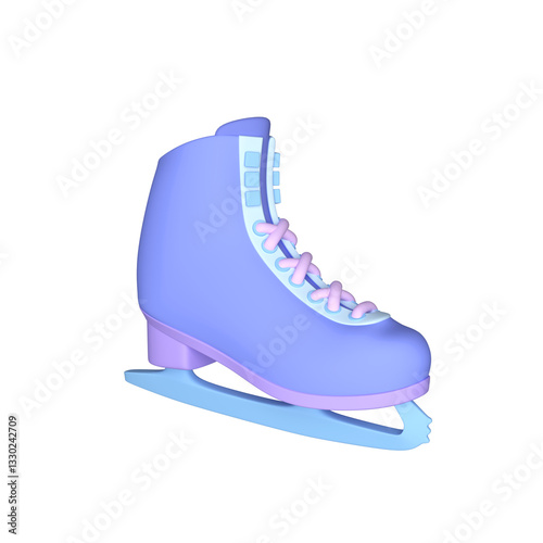 3d ice skating shoe icon. Winter sport ice skates icons. 3d rendering