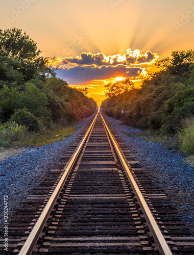 railway in the sunset