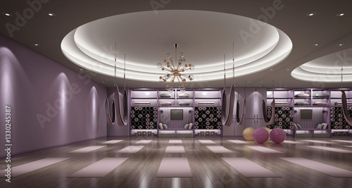 3d render yoga pilates saloon.
