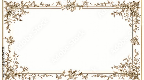 Ornate floral frame with sepia-toned flowers and leaves border, perfect for invitations or certificates