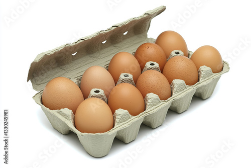 Fresh brown eggs in carton box